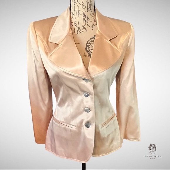 Vintage Nina K Champagne Blush Satiny Evening Blazer Size 4 - Picture 4 of 8